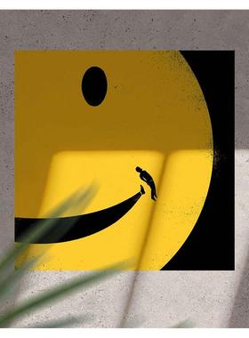 Get rid 黄色酷笑脸 可粘贴式海报 拍照道具服装咖啡店装饰画