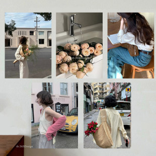 氛围感ins韩系穿搭海报 博主拍照背景春夏秋服装店墙面装饰画相片