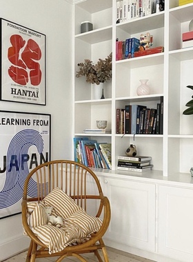 Simon Hantai  小众红色蓝色复古海报 Vintage卧室装饰画 画芯