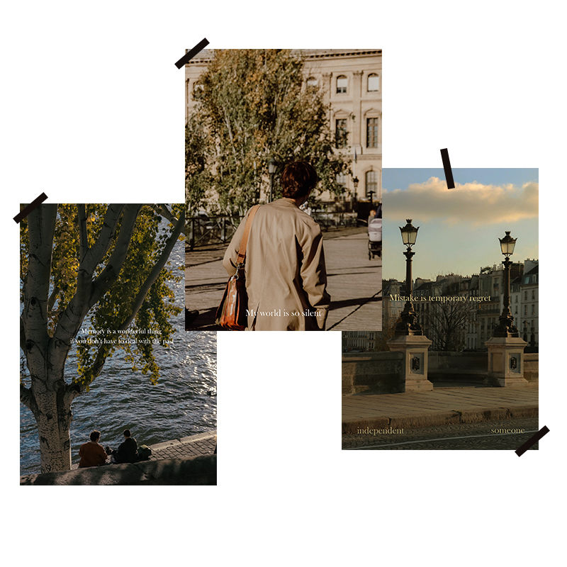 ins巴黎街头背影文艺摄影海报卧室店面墙面背景氛围感拍照装饰画