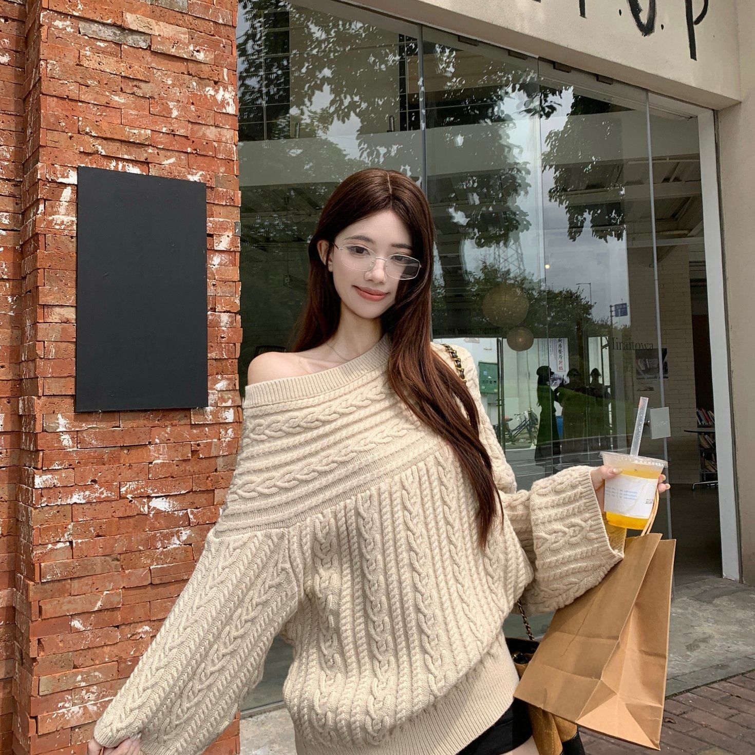 韩系设计感百搭扎染渐变一字肩荷叶边衬衫别致上衣女