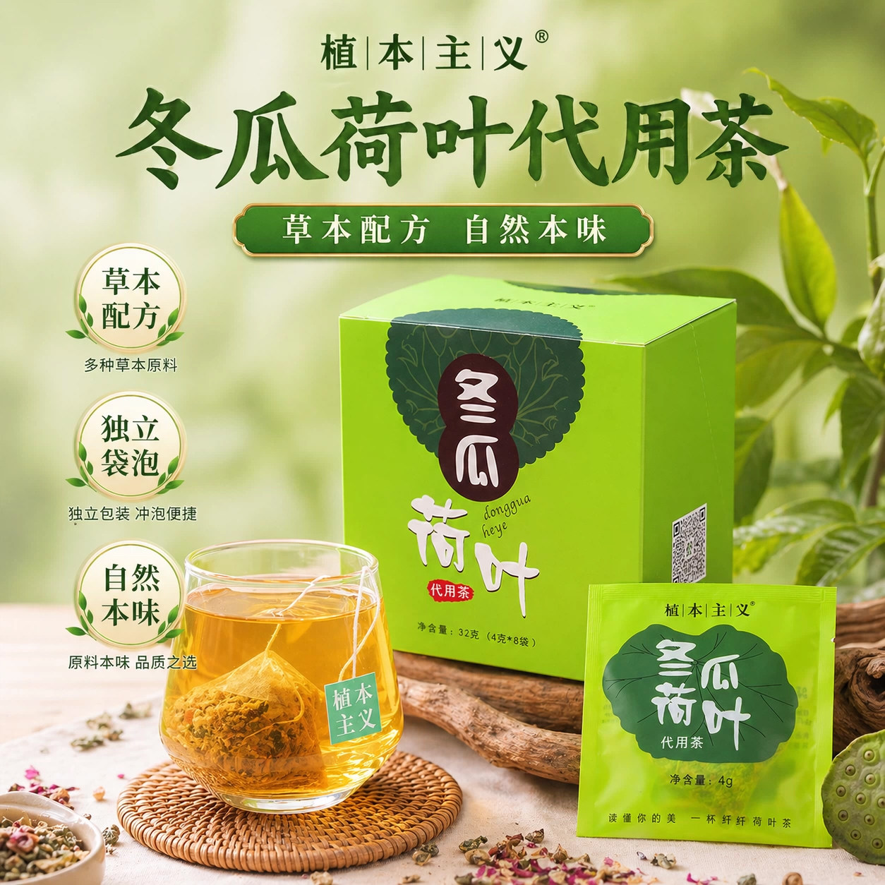 【2盒装16包】冬瓜荷叶茶包花草茶独立包装养生茶草本配方代用茶