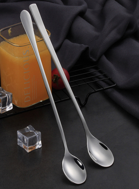 不锈钢勺子家用成人创意可爱高脚马克杯搅拌棒超加长手柄调羹汤匙