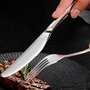加厚不锈钢牛排刀叉勺盘子套装 西餐刀叉餐具两件套2叉子三件套装