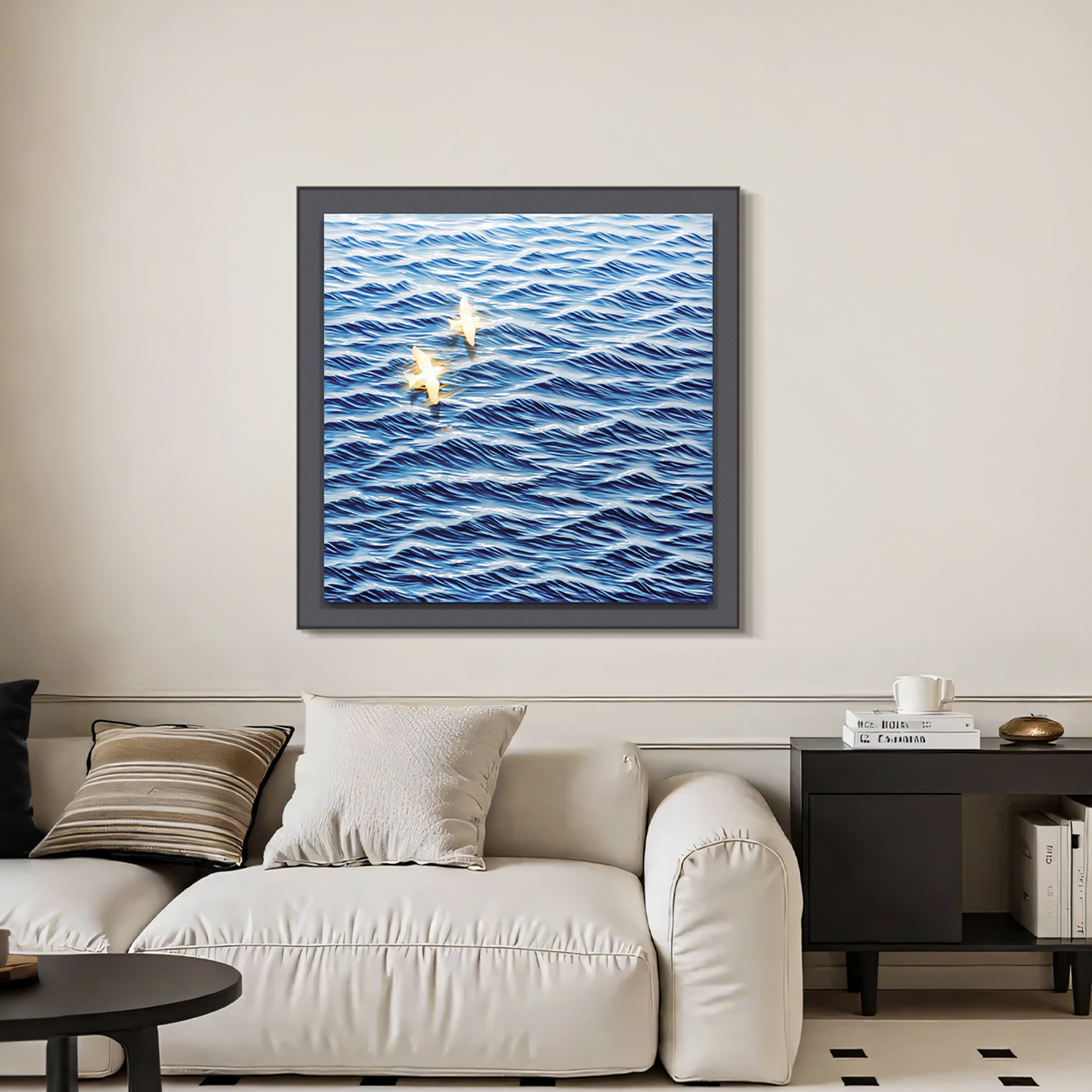现代简约轻奢海浪飞鸟艺术装饰画