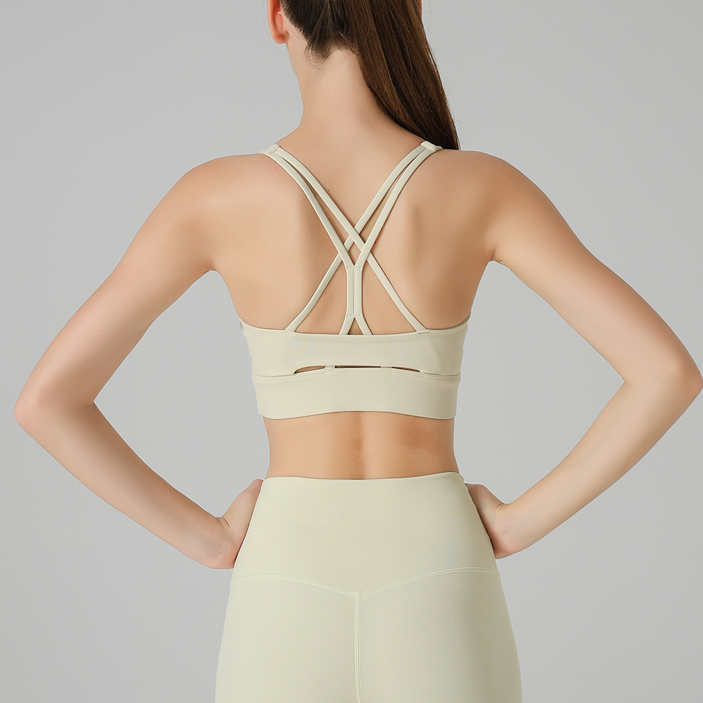 交叉美背运动文胸女减震健身内衣
