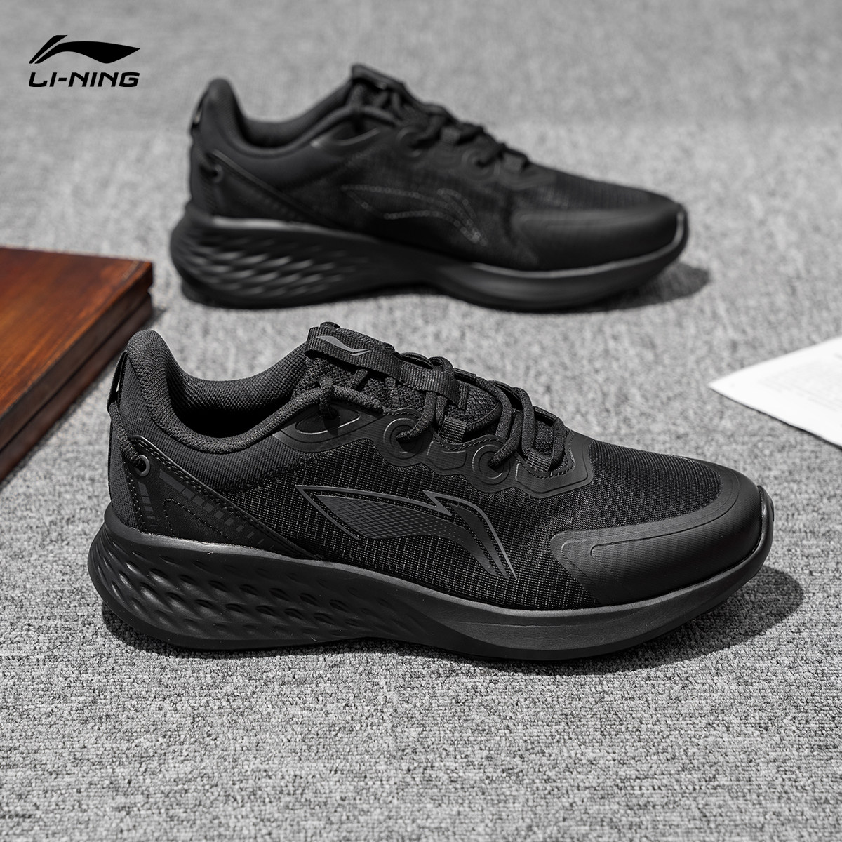 李宁运动鞋男鞋soft软底回弹冬季鞋子2024新款正品休闲黑色跑步鞋