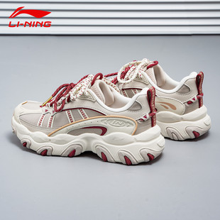 李宁猫爪LITE32026休闲鞋女生新款本命年红色老爹鞋增高运动鞋潮