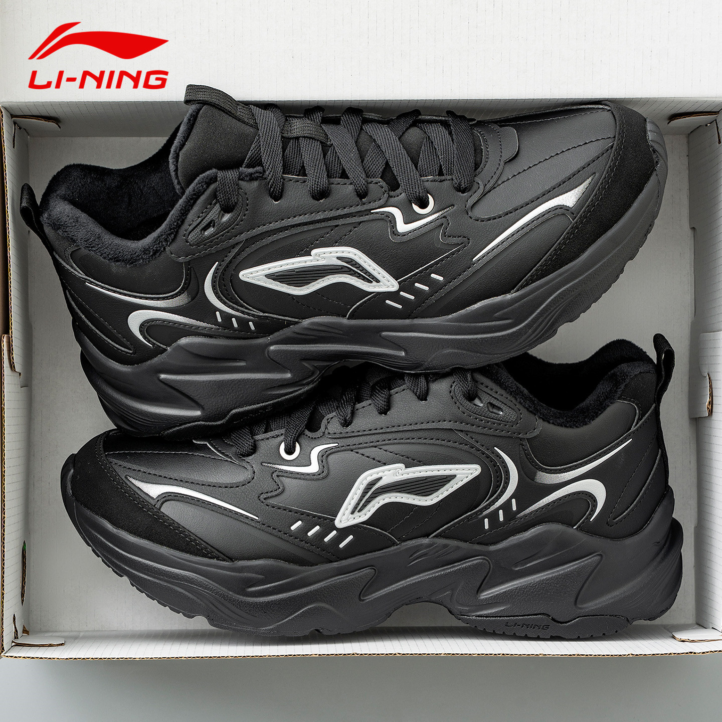 李宁休闲鞋男加绒保暖回弹中帮