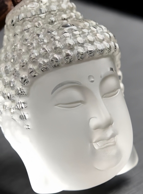 天然白水晶佛头吊坠男女款项链挂坠雕工精湛高端珠宝礼物