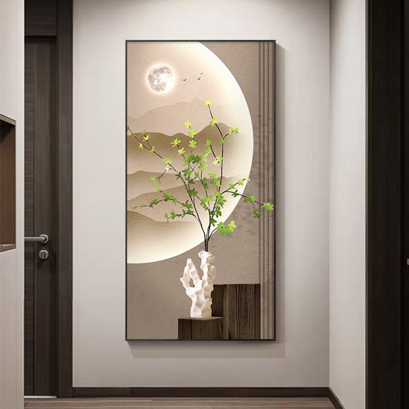 速发风玄关装饰画清新绿植沙发简景墙背画约竖版走廊过道挂画