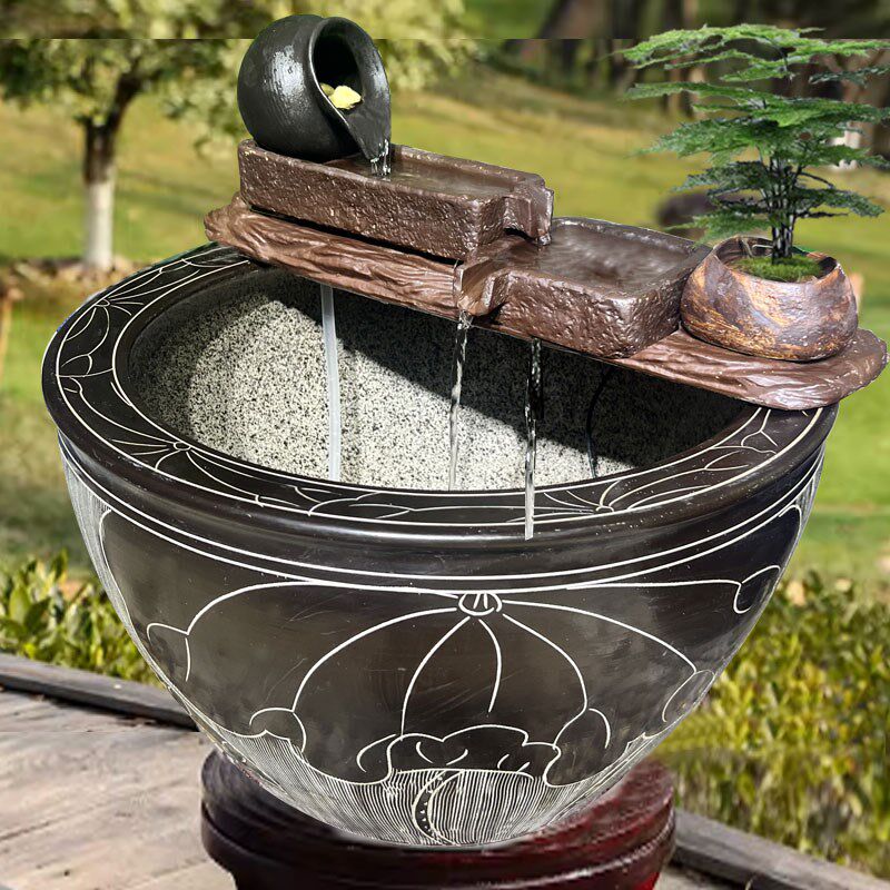 速发鱼缸循陶系统庭院水景水池石槽环瓷流水摆件造景装饰,家居饰品,流水摆件,淘宝优惠券,粉丝福利购,淘宝优惠卷