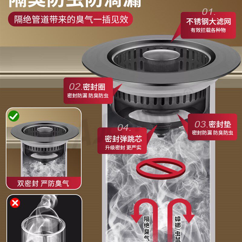 速发厨房水弹漏塞过滤网不锈钢槽漏芯洗碗池通用款洗菜盆跳水
