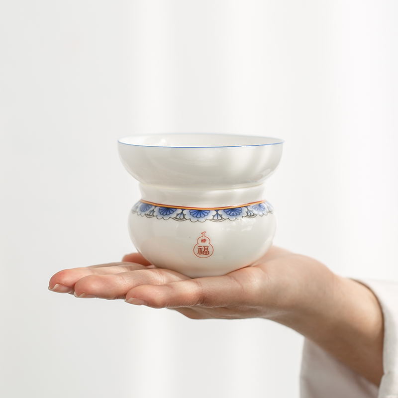 速发羊脂玉茶漏茶杯滤陶瓷一茶茶隔过滤网泡体组茶叶滤器功夫茶具