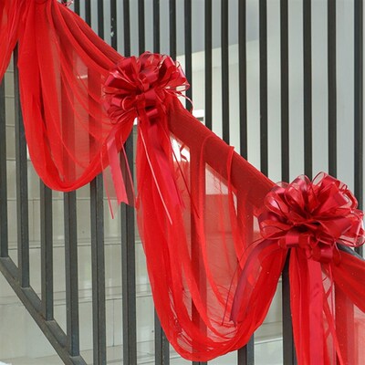 速发子婚楼梯扶手布花装饰婚房拉置院结丝带婚车拉花副车彩带