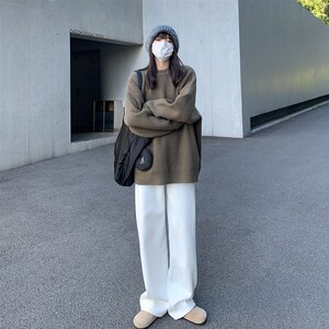 速发四喜秋家冬 色绒白加阔腿牛仔裤百搭直筒休闲长裤