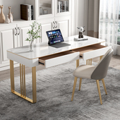 北欧轻奢岩板书桌学习桌小户型电脑桌椅组合办公桌简约现代办公桌