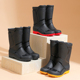 水鞋 时尚 水靴保暖洗车厨房防水厚底胶鞋 中筒雨鞋 防滑耐磨雨靴男款