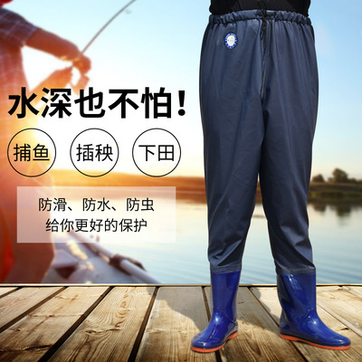 下水裤半身雨裤防水插秧鞋抓捕鱼雨鞋连体全身钓鱼水田加厚耐磨男