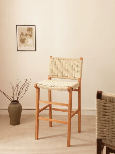 Столетние бары с твердым деревом для веревки для дома Используйте ретро -столовые стулья бар Ресторан Рестора