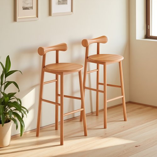 吧台椅子原木风高脚凳吧台凳家用椅子靠背凳子实木餐厅岛台椅子