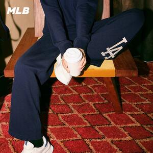 韩国MLB男女情侣老花直筒休闲裤子秋冬新款宽松时尚潮牌运动长裤