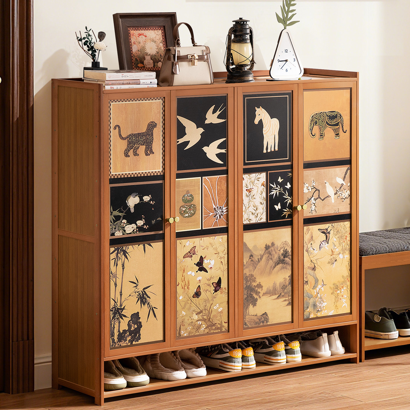 鞋架子多层家用门口入户带门鞋柜收纳柜一体靠墙2025新款爆款高档,住宅家具,鞋架,淘宝优惠券,粉丝福利购,淘宝优惠卷