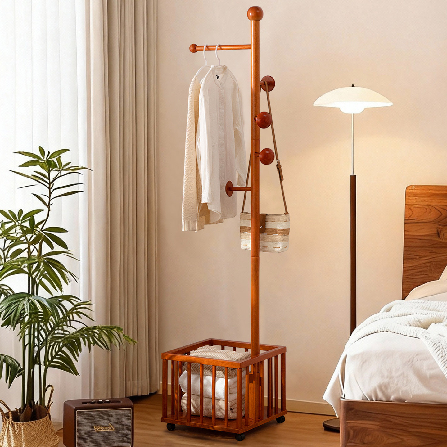 实木挂衣架落地衣帽架子卧室