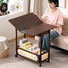 可移动边几茶几中古小桌子沙发边柜小户型折叠实木客厅推车置物架