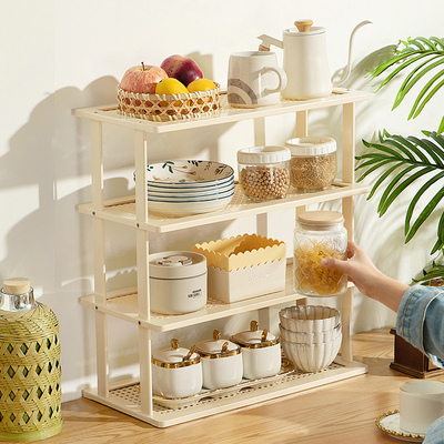 厨房置物架台面调料碗碟收纳架子微波炉储物柜子用品大全多层家用