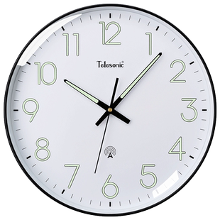 TELESONIC/天王星夜光电波钟静音挂钟客厅家用时尚挂墙创意时钟表