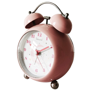 TELESONIC/天王星卡通打铃闹钟可爱简约静音床头钟小学生儿童台钟