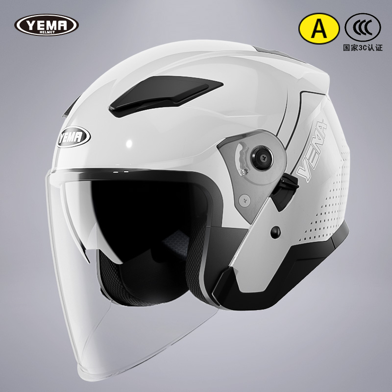 3C认证野马摩托车头盔女夏季防晒半盔男双镜四季通用电动车安全帽