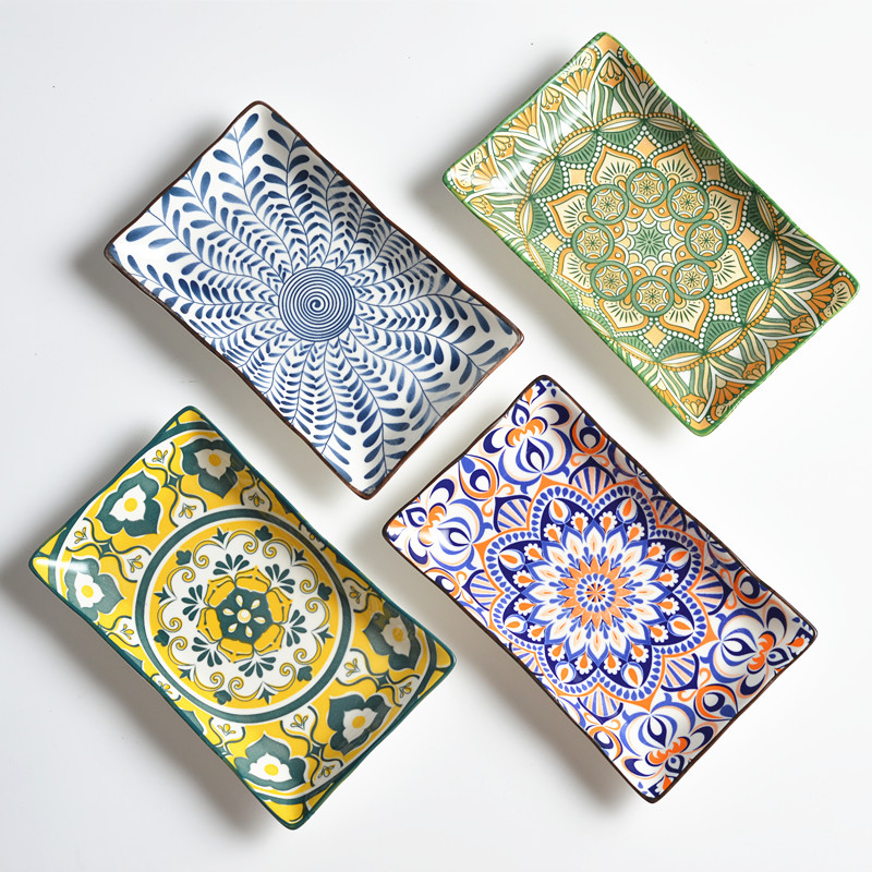 陶瓷盘长方盘菜盘烤肉盘刺身盘