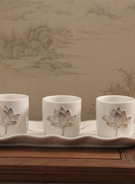 速发整念具拜用的杯子三茶五酒杯佛祭供水杯梵套陶瓷桌面摆件