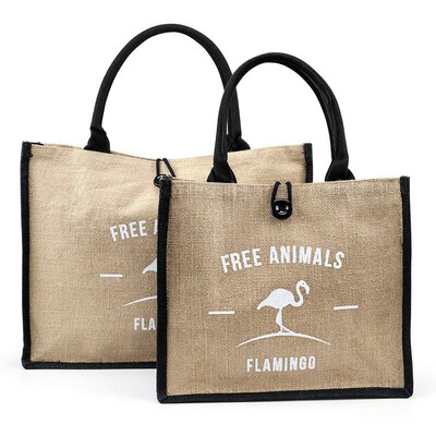 速发复古O麻手提袋可容制L黄GO广告宣传购物环保大印量时尚手提袋