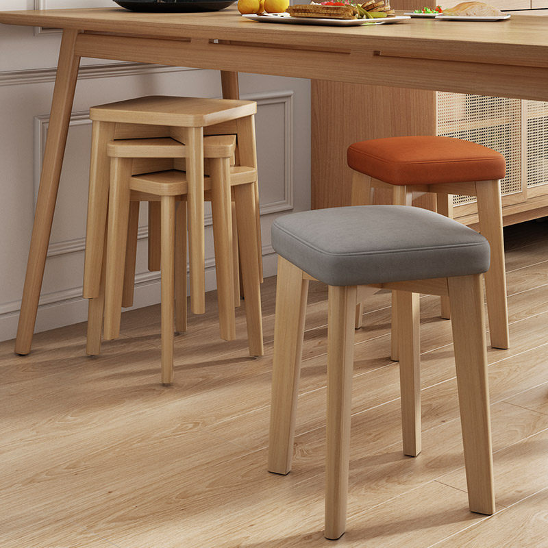 速发实木凳子家凳可叠放方凳软包客厅木头圆板凳梳妆台化妆用小型