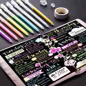 速发彩色油光绘画笔术生手账笔美学素描手绘勾线笔白色笔芯白光记