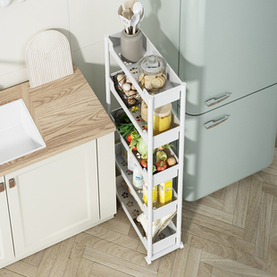 速发厨房隙缝置蔬架落地多层果物菜储物小推车窄缝夹移动冰箱侧收