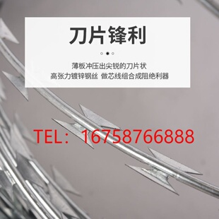 速发热镀锌刀片刺绳防锈刺网刺丝滚笼不锈钢蛇腹型刀刺网防盗网防