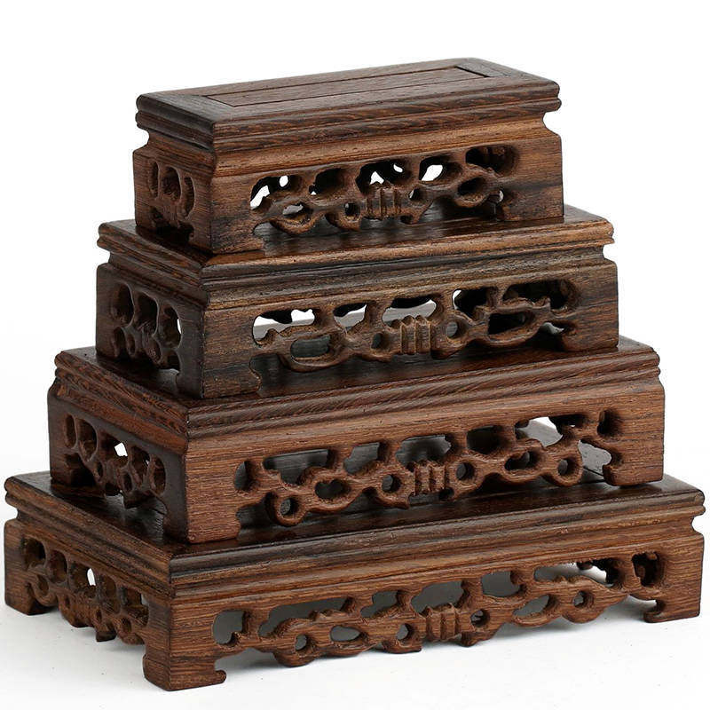 速发鸡翅木底座紫砂壶花木长方形实木座工玉石佛像红瓶雕刻 艺品