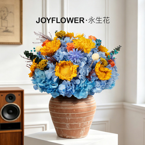 joyflower向日葵干花陶瓷花瓶