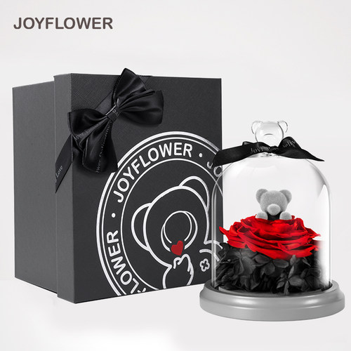 JOYFLOWER永生真花礼盒小熊公仔