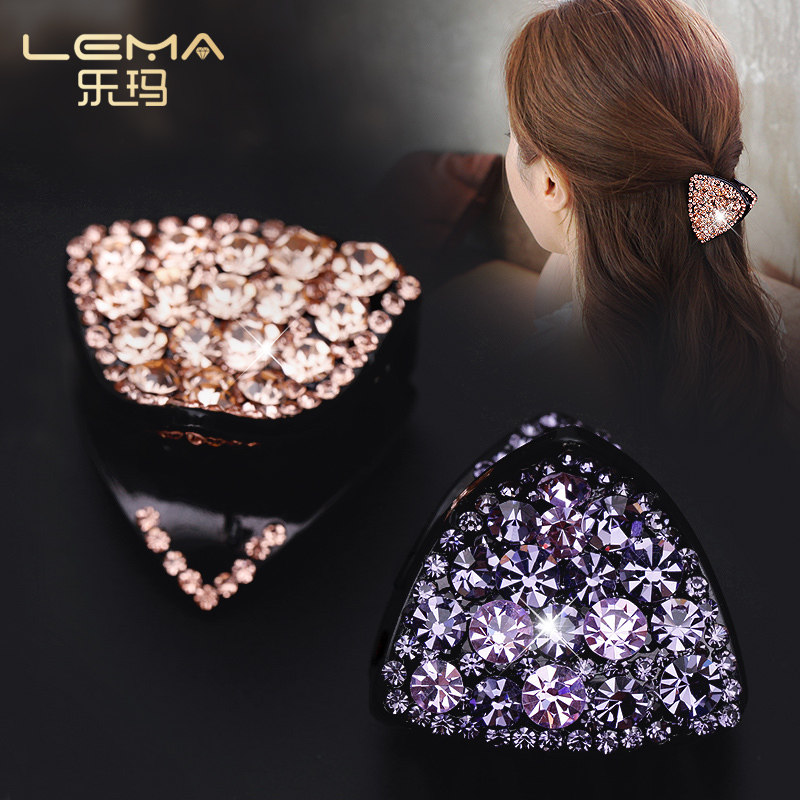 乐玛韩版奢华捷克钻镶钻三角形发抓抓夹中号发饰头饰手工礼物