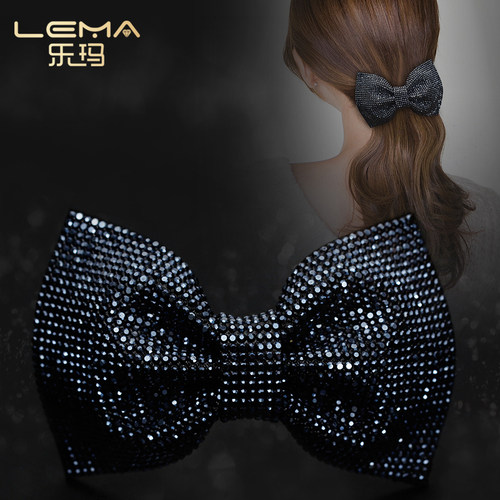 发夹韩国水钻皮质妈妈蝴蝶结头饰