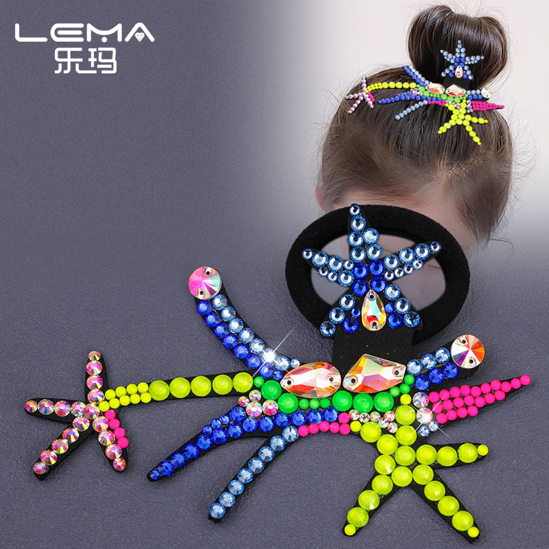 水钻树叶艺术体操舞蹈比赛专用丸子头花苞头发饰盘发头花发绳头绳