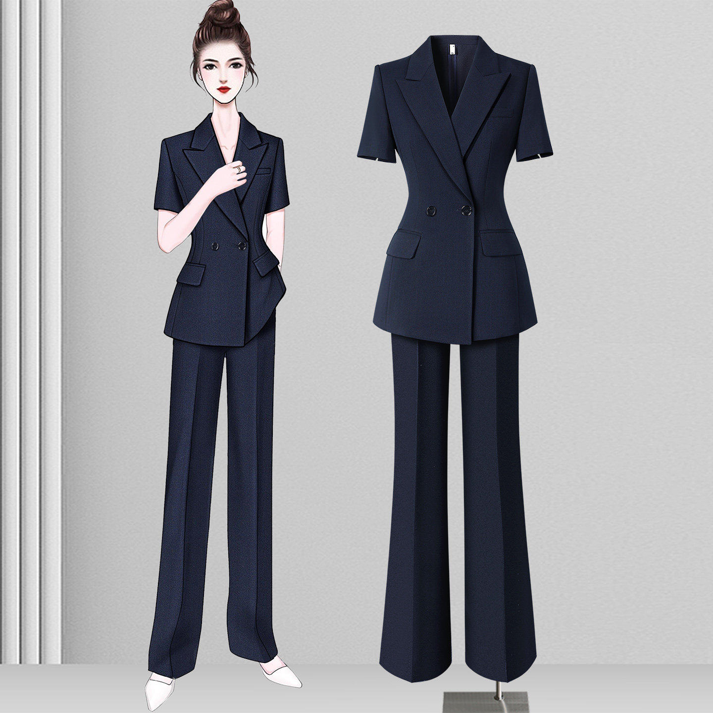 夏季西装套装女2026新款高级感职业气质薄款西服珠宝店工作服正装