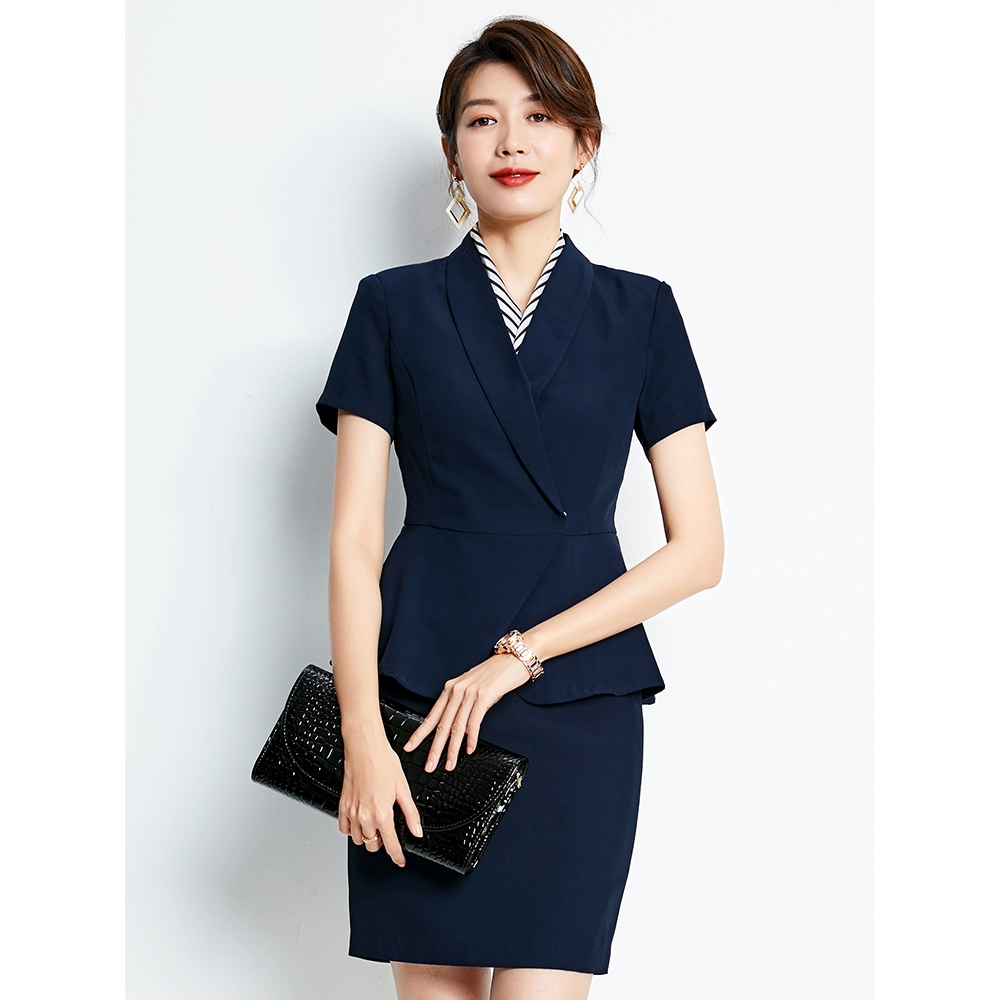 职业西装售楼部工作服女夏教师正装短袖套装名媛工装OL通勤女装