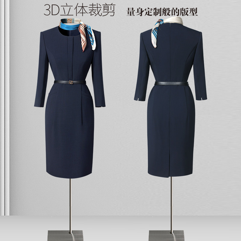高端接待职业装连衣裙女气质女神范案场客服前台售楼部工作服秋季