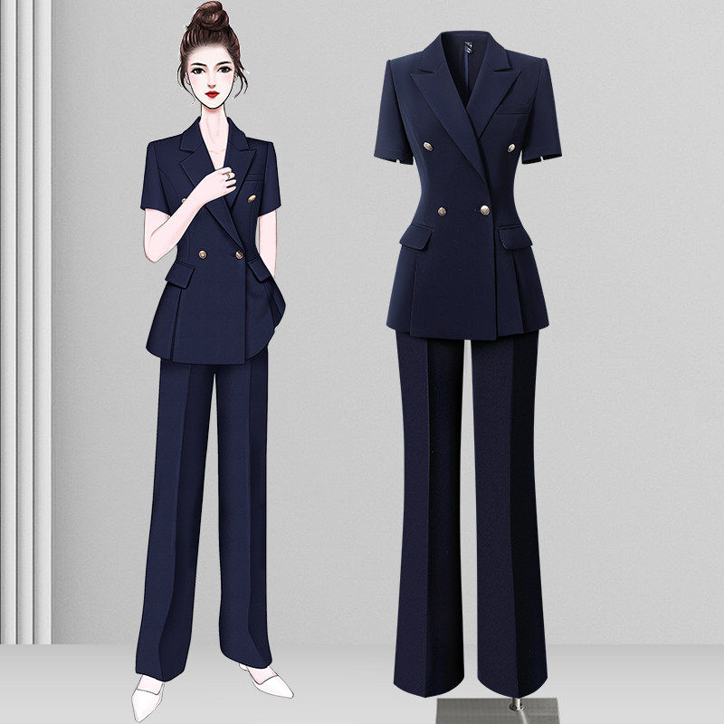 夏季西装套装女薄款2026新款气质收腰短袖西服职业正装经理工作服